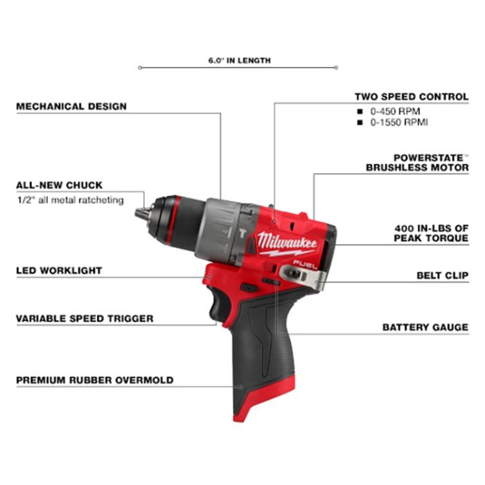 Milwaukee 3404-20 M12 Fuel 1/2