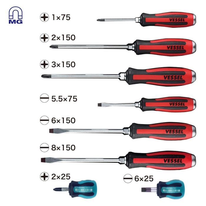 Vessel Tools 9308EVA 8 Piece Megadora Jawsfit Tang-Thru