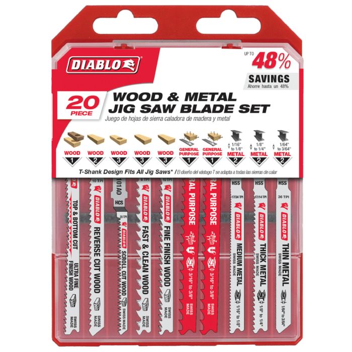 Freud Diablo DJT20S T‑Shank Jig Saw Blade Set for Wood & Metal