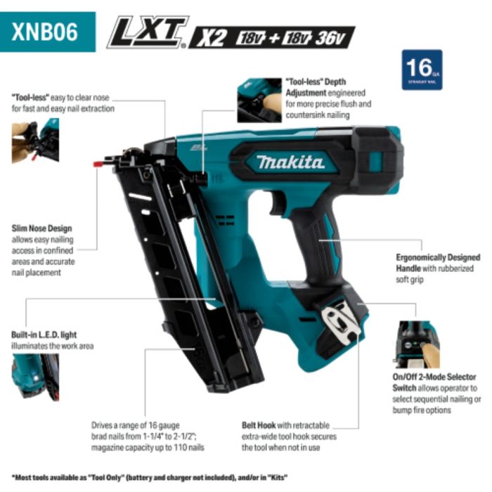 Makita XNB06Z, 18V LXT 2‑1/2