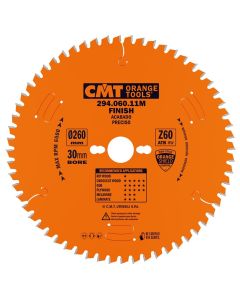 CMT Tools 294.060.11M, 260mm x 0.098" x 0.071" Fine Finish Circular Saw Blade