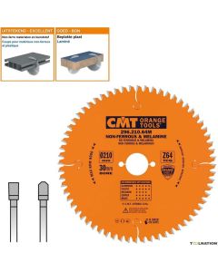 CMT Tools 296.210.64M, 210mm Thick Non-Ferrous Metal & Melamine Circular Saw Blade