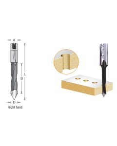 Through-Hole ('V' Point) Boring Bits - 70mm Long - 10mm x 25mm Shank-Right Hand