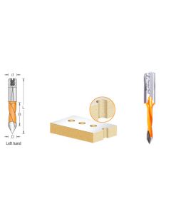 Through-Hole ('V' Point) Boring Bits- 57mm Long - 10mm x 25mm Shank-Left Hand
