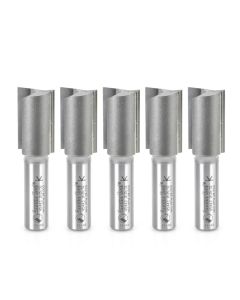 Amana Tool 45443-5, 5-Piece 25/32"DIA x 1/2"Shank 2 Flute Straight Plunge Bit