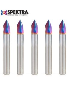 Amana Tool 45624-K-5 Spektra 1/4" x 1/4" 3FL 60Deg V-Groove Router Bit, 5/Pack
