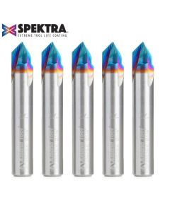 Amana Tool 45626-K-5 Spektra 1/4" x 1/4" 3FL 90Deg V-Groove Router Bit, 5/Pack