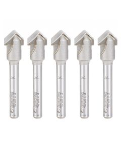 Amana Tool 45792-5, 1/2" x 1/4" x 0.090" 2FL 90Deg CT ACM V-Groove Router Bit, 5/Pack