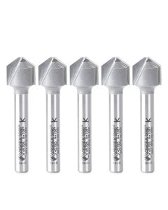 Amana Tool 45795-5, 1/2" x 1/4" x 2" 2FL 108Deg CT ACM V-Groove Router Bit, 5/Pack