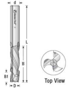 CNC Solid Carbide Compression Spiral Bits for Mortising, 3 Flute