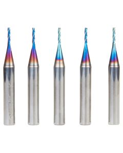 Amana Tool 46290-K-5 1/16" Spektra CNC 2D and 3D Carving Flat Bottom Router Bit, 5 Piece