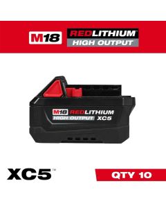 Milwaukee 48-11-1858, M18 Redlithium High Output XC5 Battery, 10/Pack