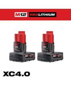Milwaukee 48-11-2442, M12 Redlithium XC4.0 Battery, 2/Pack