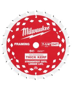 Milwaukee 48-41-0740 7-1/4" x 24T Thick-Kerf Framing Circular Saw Blade, EA