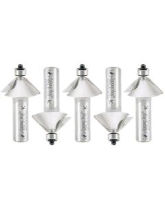 Amana Tool 49402-5, 1-1/4" x 1/2" x 2-3/8" x 45Deg 2FL CT Chamfer Router Bit, 5/Pack