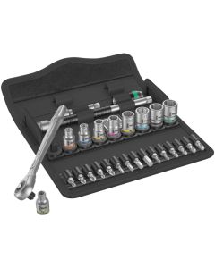 Wera Tools 5004017001, 28 PC 8100 SA 7 Zyklop Metal Ratchet Set with 1/4" Drive