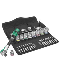 Wera Tools 5004046001, 29 PC 8100 SB 6 Zyklop Speed Ratchet Set with 3/8" Drive