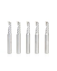 Amana Tool 51404-5, 1/4" x 1/4" x 2" 1FL SC Spiral 'O' Plastic Cutting Router Bit, 5/Pack