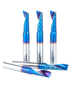Amana Tool 51414-K-5 Spektra 3/8" Solid Carbide CNC Spiral 'O' Single Flute Up-Cut Router Bit, 5 Piece