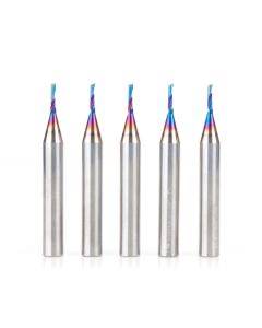 Amana Tool 51441-K-5 1/16" Solid Carbide CNC Spektra Spiral 'O' Single Flute Router Bit, 5 Piece