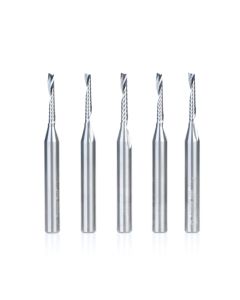 Amana Tool 51486-5 1/8" x 3/4" Solid Carbide CNC Spiral 'O' Single Flute Router Bit, 5 Piece