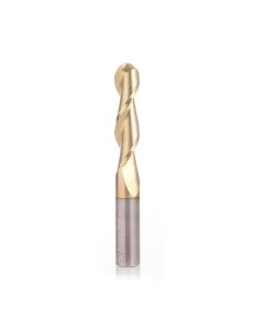 Amana Tool 51916-Z, 1/2" 2FL SC ZrN Ball Nose Up-Cut Router Bit