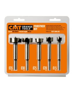 CMT Tools 537.000.05, 5-Piece 8mm - 10mm RH Forstner Bit Set