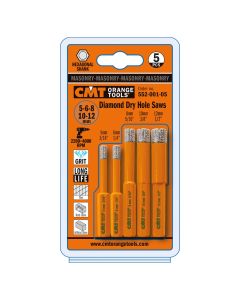 CMT Tools 552-001-05, 5-Piece Diamond Dry Hole Saw Set