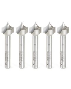 Amana Tool 56123-5, 1/2" x 1/4" x 1/4" 2FL CT Point Cutting Roundover Router Bit, 5/Pack