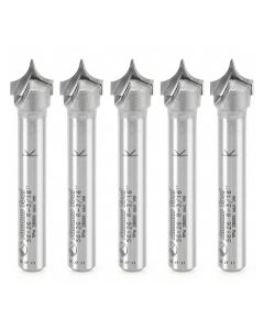 Amana Tool 56126-5, 3/8" x 1/4" x 3/16" 2FL CT Point Cutting Roundover Router Bit, 5/Pack
