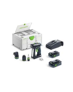 Festool 577619 C18 HPC 4.0 I 18V Cordless Drill/Driver Set with Right Angle Chuck