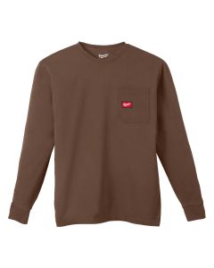 Milwaukee 606BR-XL, Gridiron Pocket Brown T-Shirt with Long Sleeve - XL