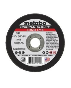 Metabo 655332000 4-1/2" x 0.045" x 7/8" Longlife Original Slicer Cut-Off Wheel