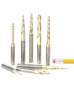 Amana Tool AMS-136 1/4" Solid Carbide CNC 2D & 3D Carving Up-Cut Router Bit Set