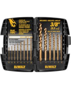DeWalt DWA1240 ToughCase + System 14 Piece Cobalt Alloy Steel Pilot Point Drill Bit Set