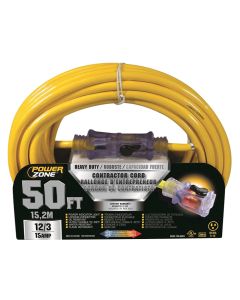 Powerzone ORP511830 Pro SJTOW 50' x 12/3" Extension Cord with Lighted Locking Connector
