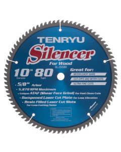 Tenryu SL-25580C 10" x 80T Carbide Tipped Silencer-Series Saw Blade