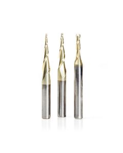 Amana Tool AMS-110, 1/4" 3PC CNC 3D Carving ZrN Router Bit Set