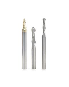 Amana Tool AMS-149 1/4" 3 Piece Up-Cut Spiral Ball Nose Router Bit Set