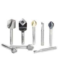 Amana Tool AMS-151 1/4" 8 Piece V-Groove CNC Router Bit Set for Double Edge Folding