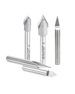Amana Tool AMS-159, 1/4" 5-PC 30/45/60/90Deg V-Groove Router Bit Set