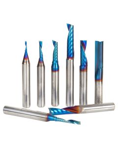 Amana Tool AMS-165-K 1/4" 8 Piece Spektra Solid Carbide Spiral 'O' Flute CNC Router Bit Set