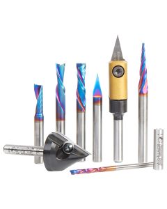 Amana Tool AMS-169 10 Piece Solid Carbide CNC Signmaking Router Bit Set