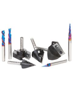 Amana Tool AMS-179 1/4" 8 Piece Solid Carbide CNC Router Bit Set