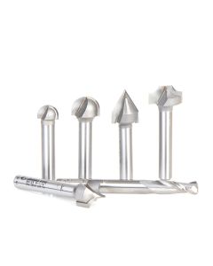 Amana Tool AMS-223, 1/4" 6-Piece CNC Lettering Router Bit Set