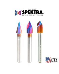 Amana Tool AMS-248-K Spektra 1/4" 3-PC CNC 30/60/90Deg Router Bit Pack