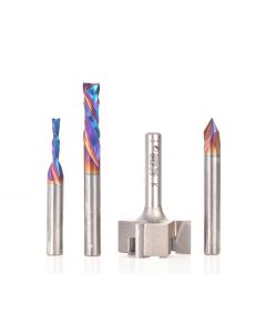 Amana Tool AMS-263, 1/4" 4-Piece CNC Simulated MDF Shaker Door Router Bit Pack