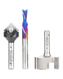 Amana Tool AMS-266 3PC 1/4"SHK General Purpose CNC Router Bit Set