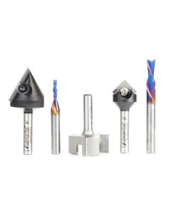 Amana Tool AMS-276, 1/4" 5-Piece CNC General Purpose Router Bit Set