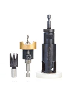 Amana Tool AMS-306, 3-Piece Countersink Plug Cutter & Plug Planer Pack